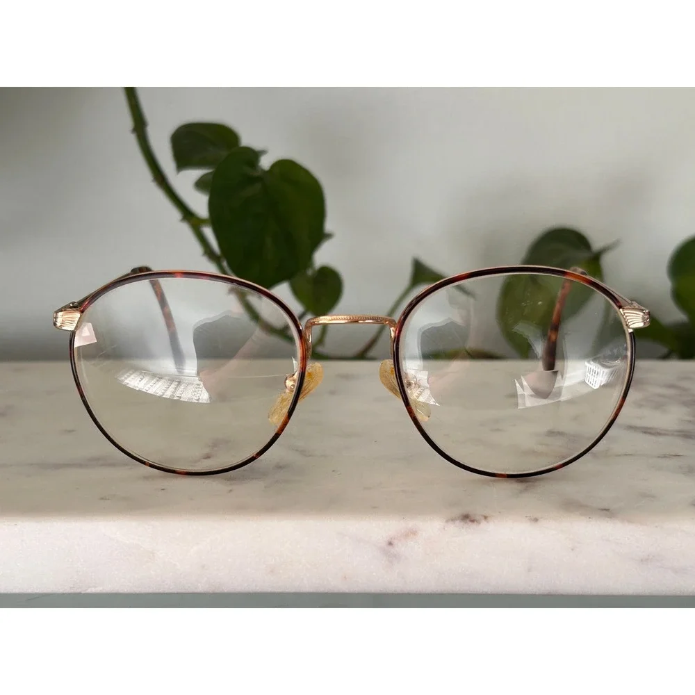 Fratelli Lozza Bristol Tortoise Gold Round Eyeglasses Frames Italy 53-20 140